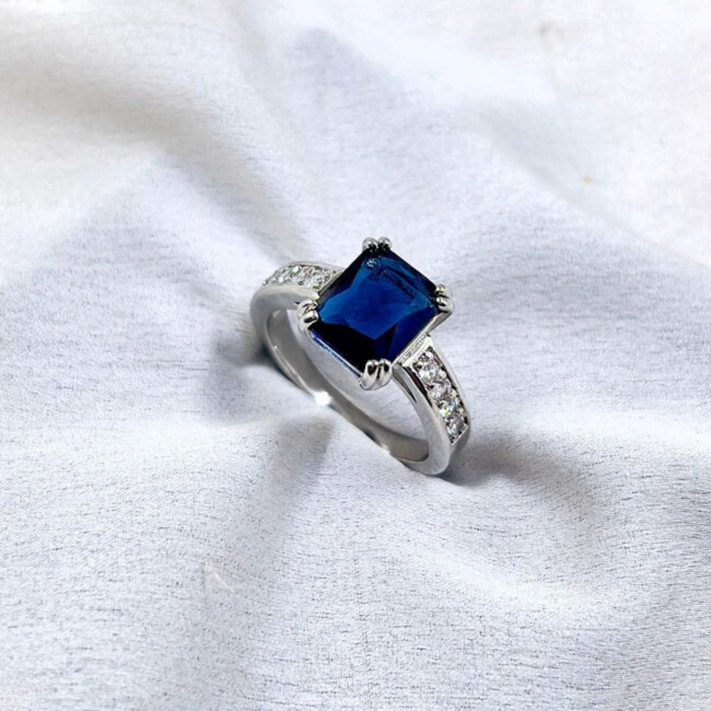 R-11 Imported Blue Stone Baguette Ring