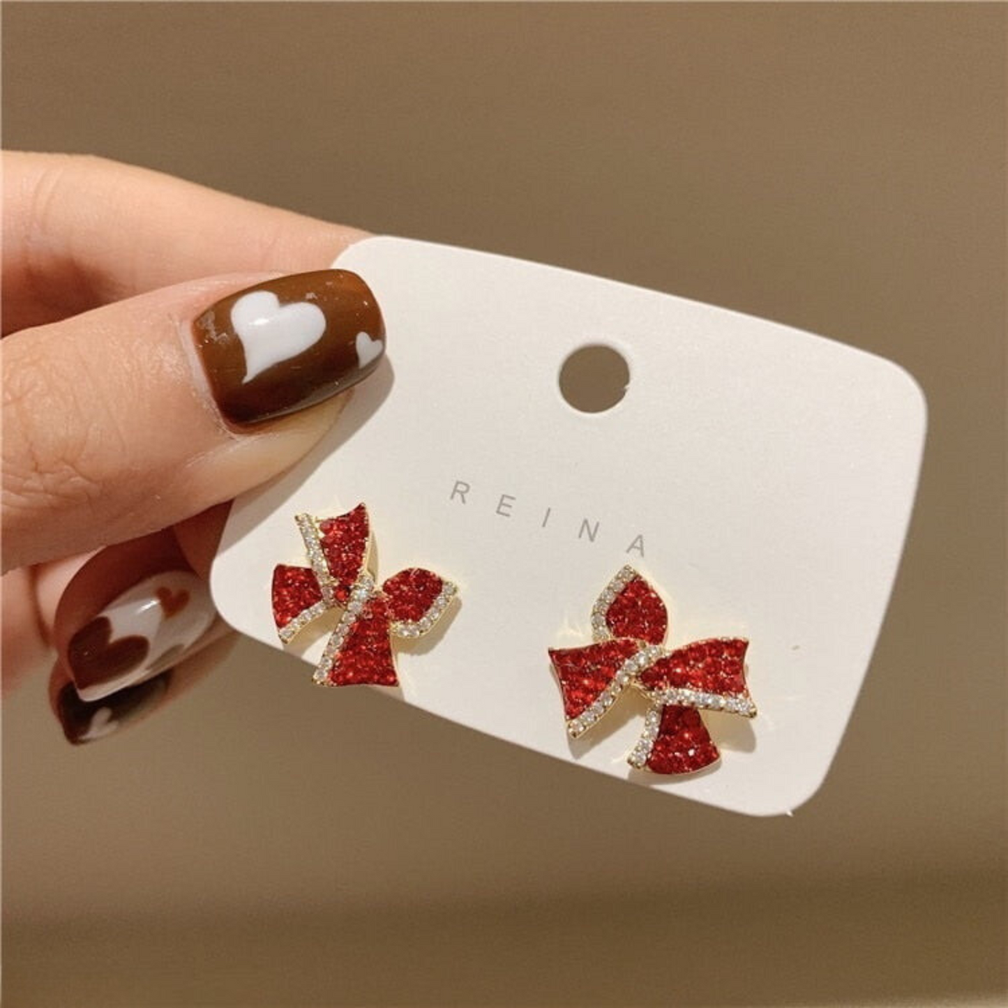 E-10 Crimson Bow Studs