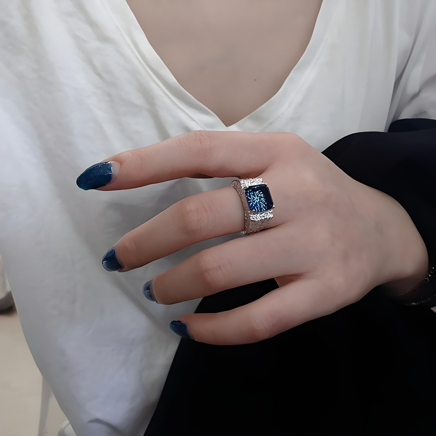 R-06 Stunning Blue Stone Ring Adjustable