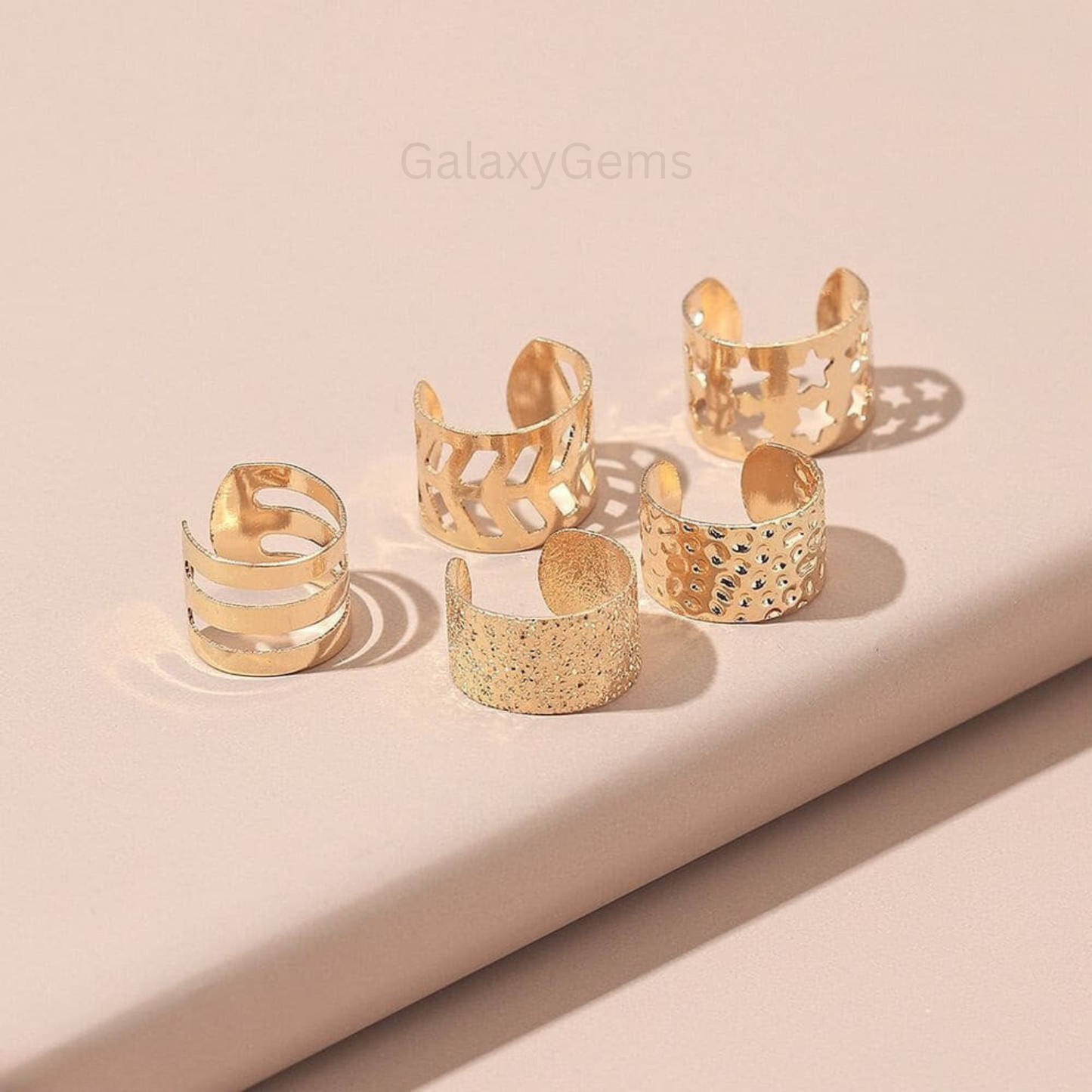 E-12 Elegant Gold-Plated Ear Cuff Set