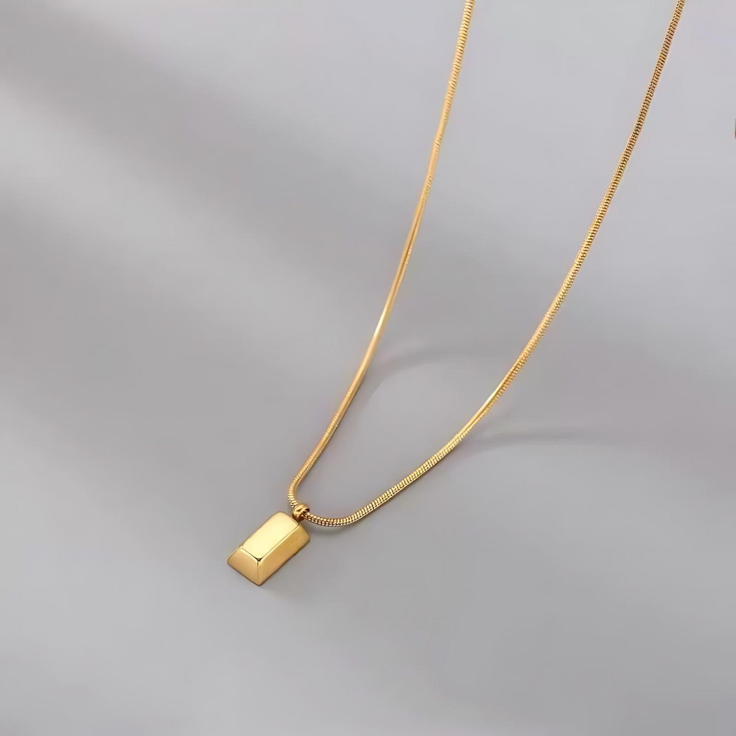 P-05 - Golden Plated Brick Pendant