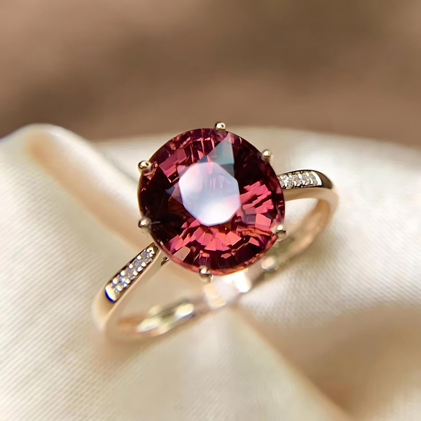 Elegant Red Garnet-Inspired Adjustable Ring