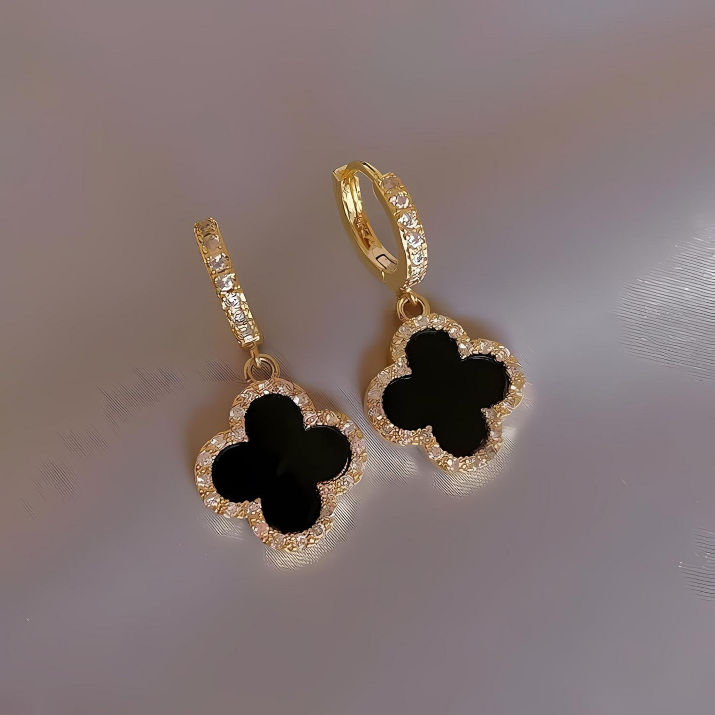 E-05 Clover Flower Ear Hoops Pair