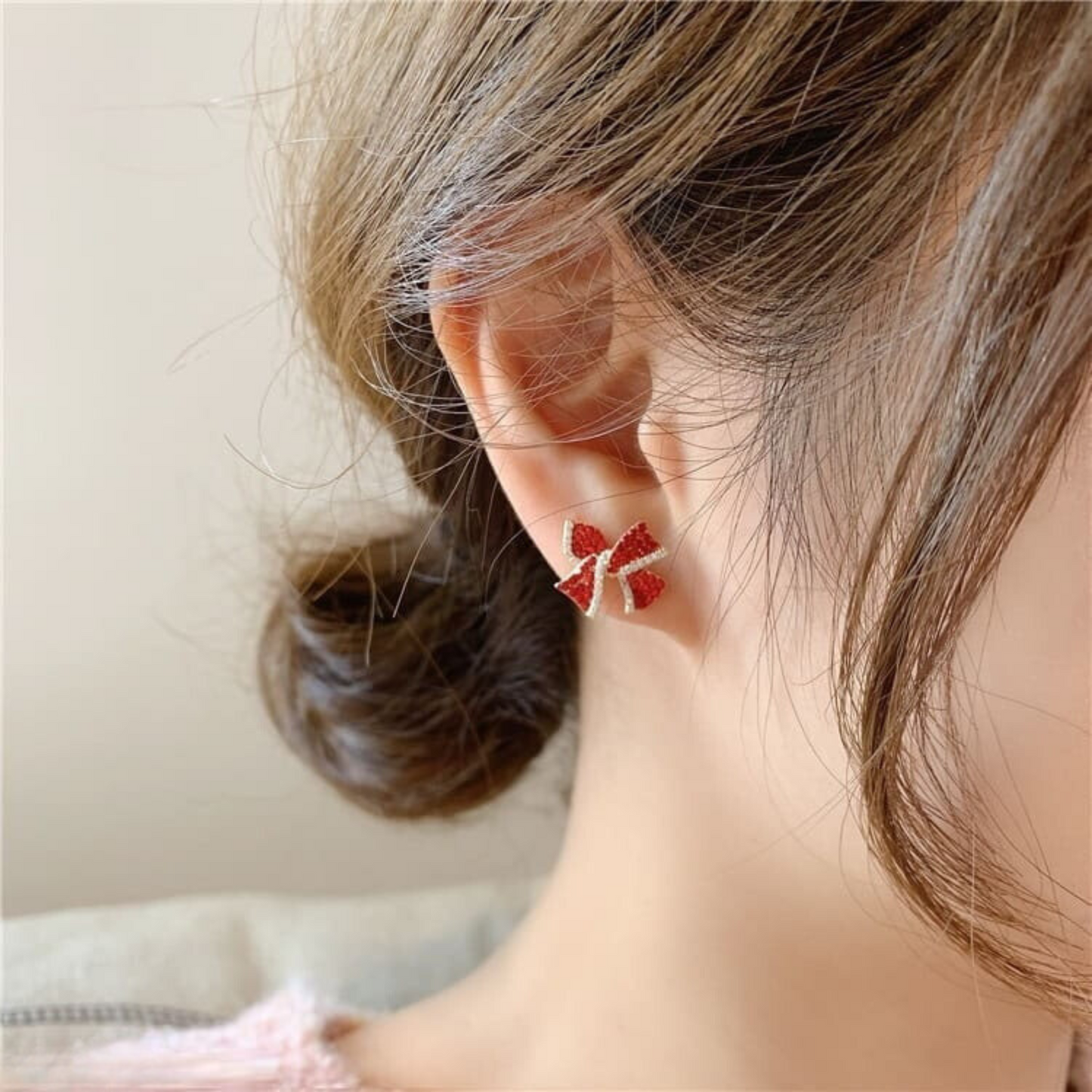 E-10 Crimson Bow Studs