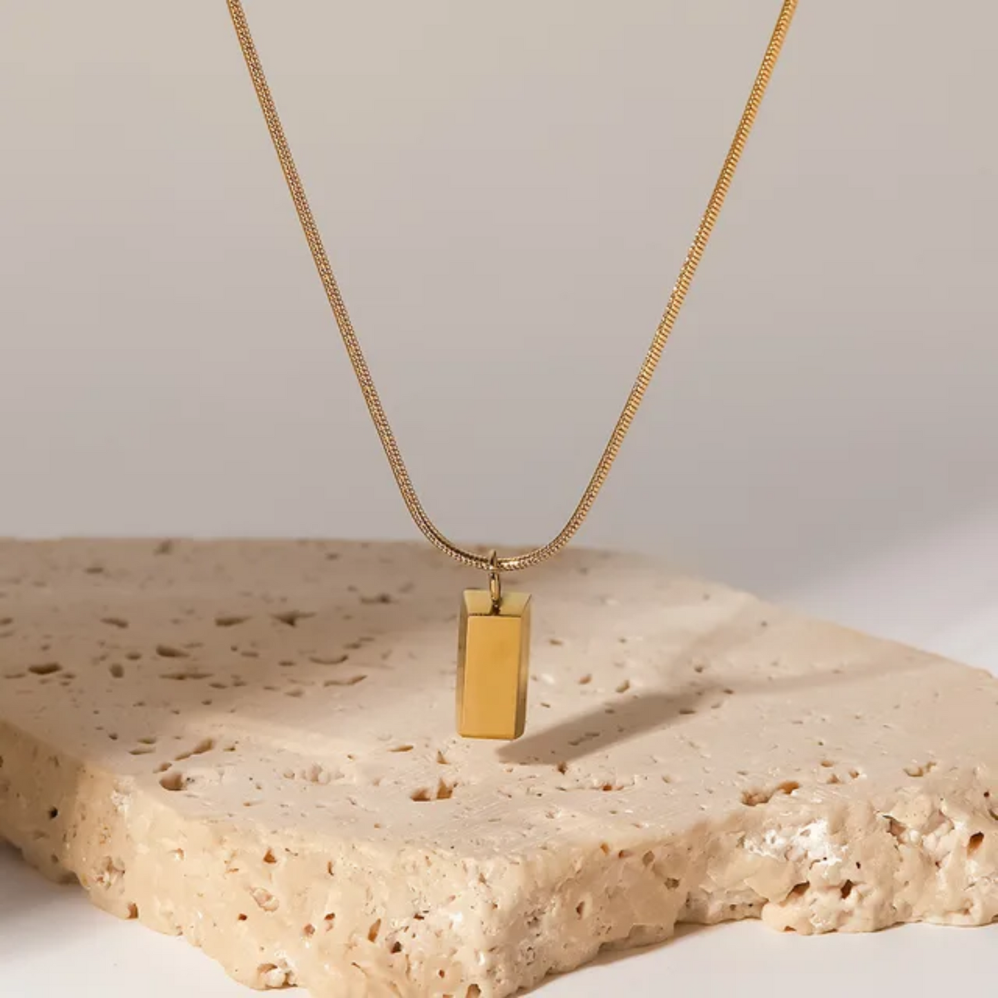 P-05 - Golden Plated Brick Pendant