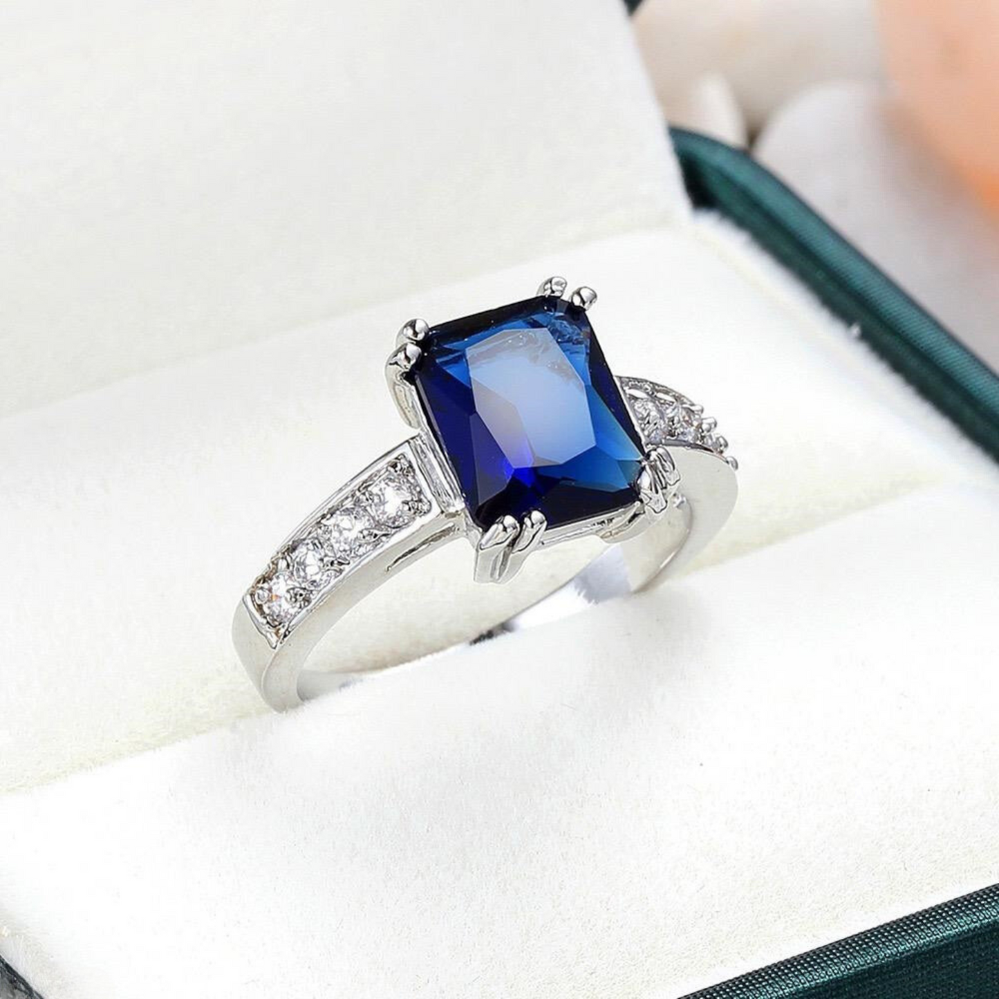 R-11 Imported Blue Stone Baguette Ring