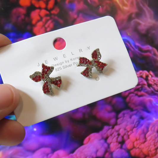 E-10 Crimson Bow Studs