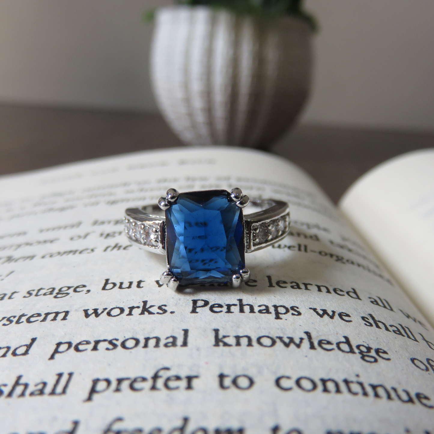 R-11 Imported Blue Stone Baguette Ring