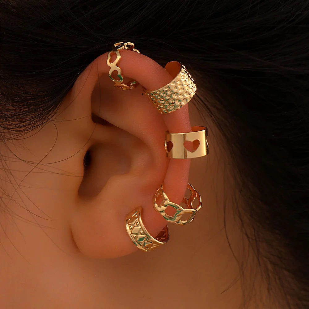 E-12 Elegant Gold-Plated Ear Cuff Set