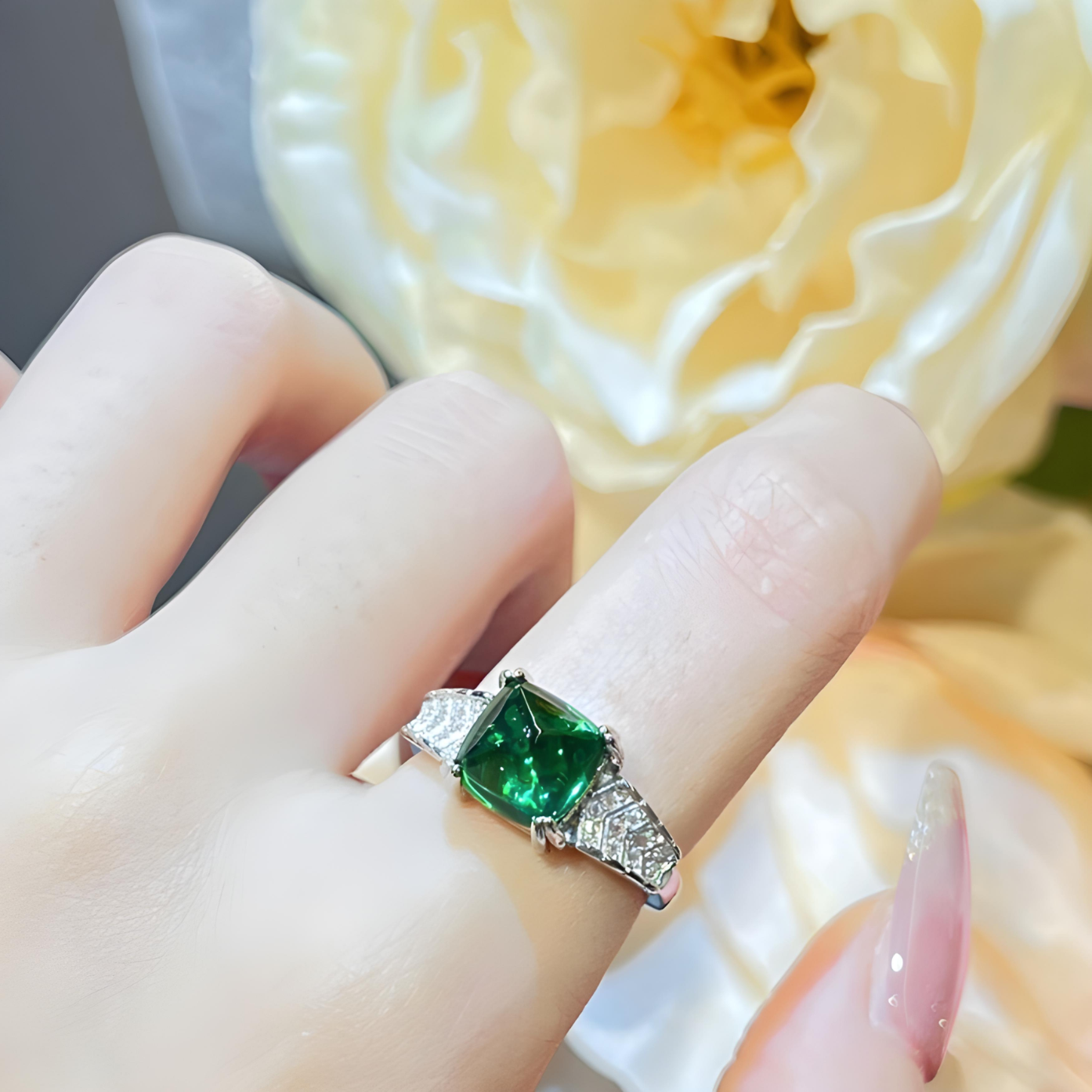 R-01 Adjustable Synthetic Emerald Ziconia Ring