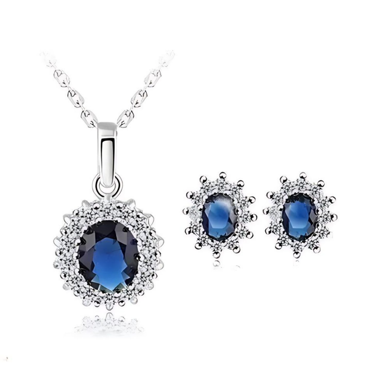 P-01 Synthetic Blue Sapphire Tops and Pendant Set