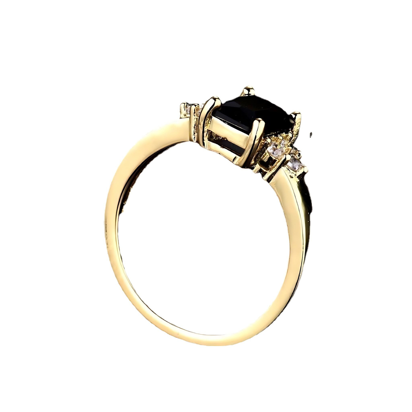 R-09 Adorable Golden Black Stone Ring