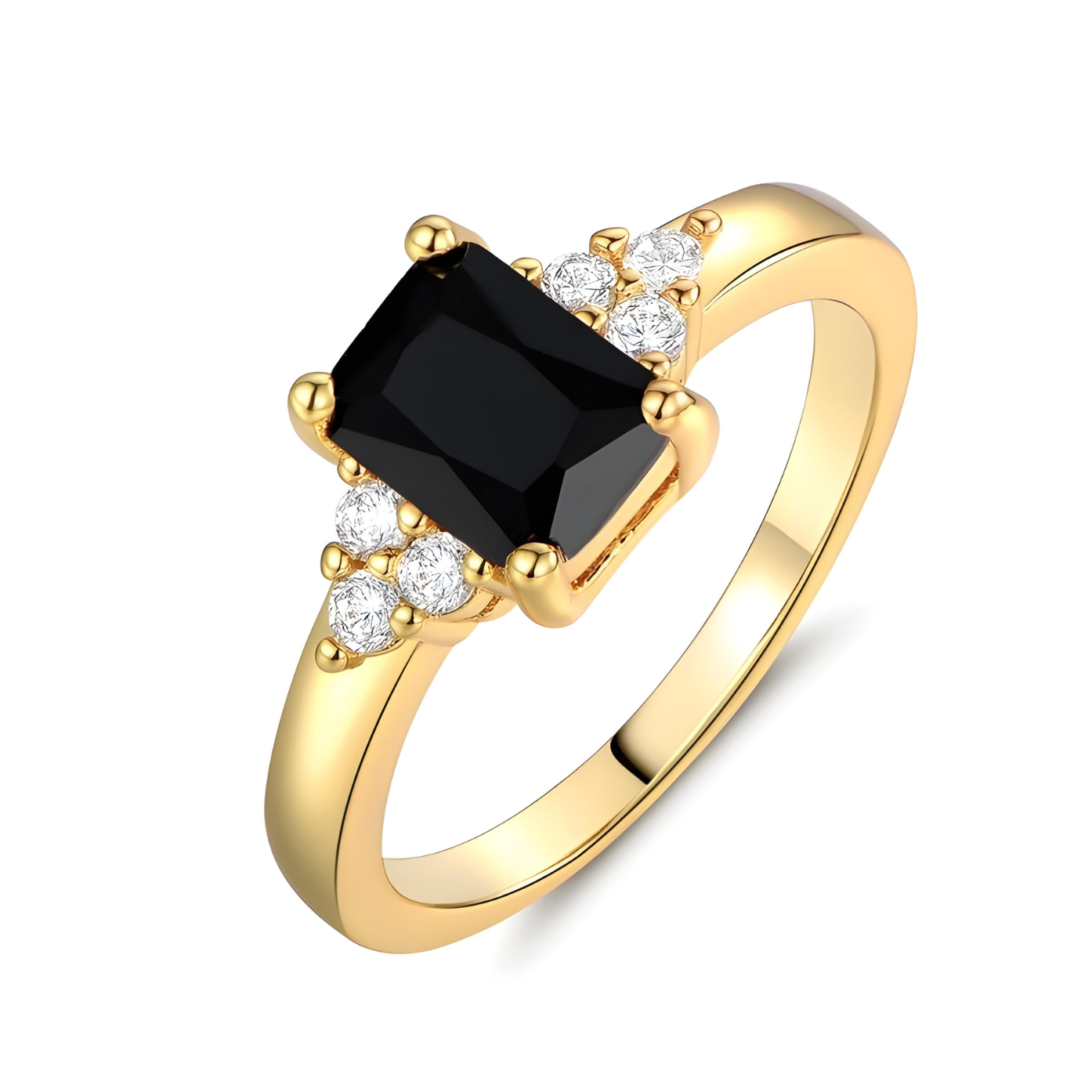 R-09 Adorable Golden Black Stone Ring